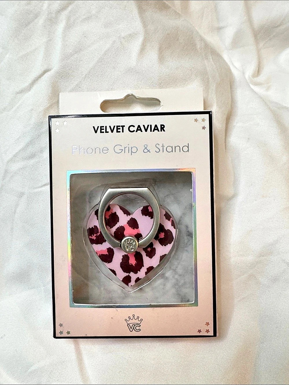 Velvet Caviar R-PK-LEO Leopard Phone Grip & Stand Pink & Black NWT